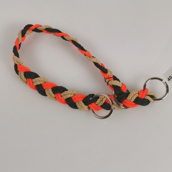 Halsband Zug-stop flach- oder rundgeflochten, 30 - 55cm neonorange, schwarz, creme